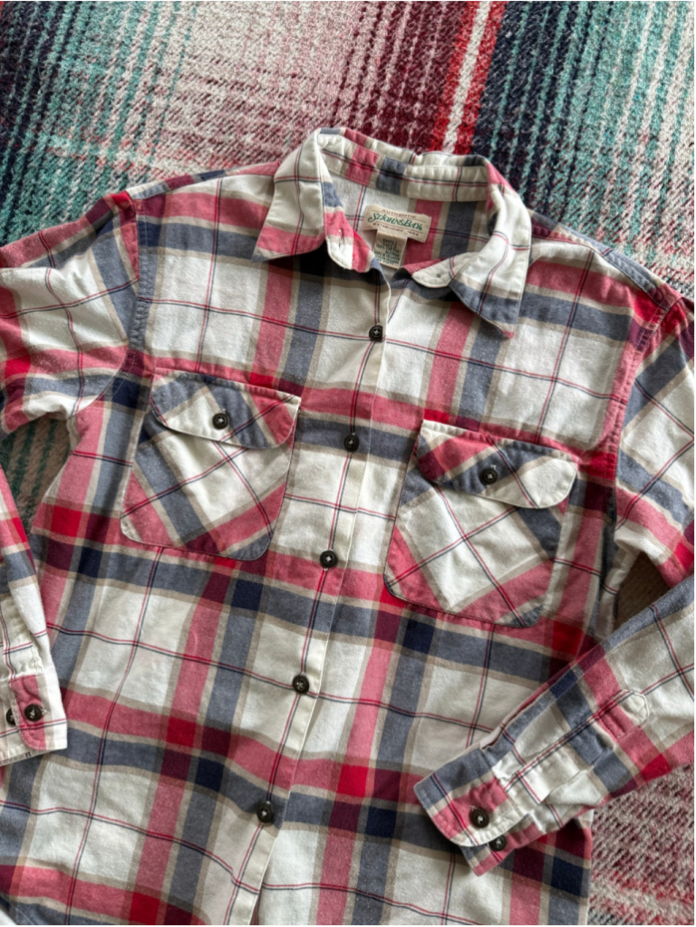 Vintage St. John’s Bay Red/White/Blue Plaid FlannelWork Shirt S